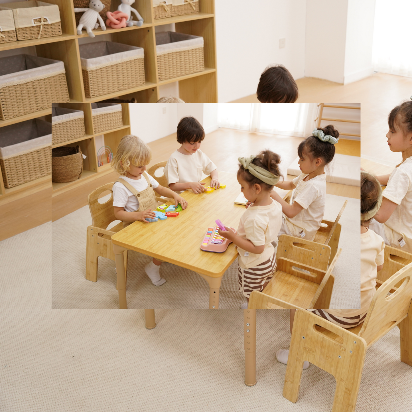 Avenlur Adrian Multi-Height Adjustable Wooden Table and Chairs Set - Montessori Inspired for Toddlers & Kids