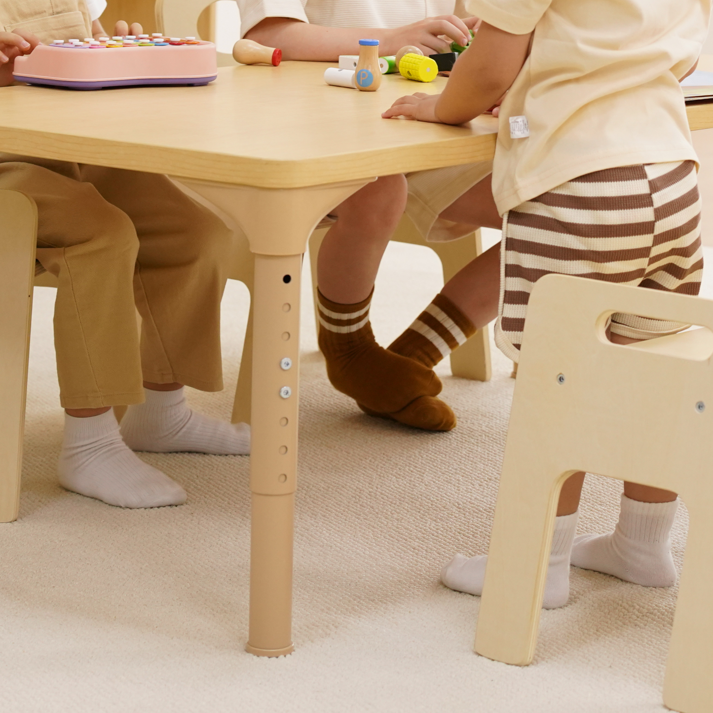 Avenlur Adrian Multi-Height Adjustable Wooden Table and Chairs Set - Montessori Inspired for Toddlers & Kids
