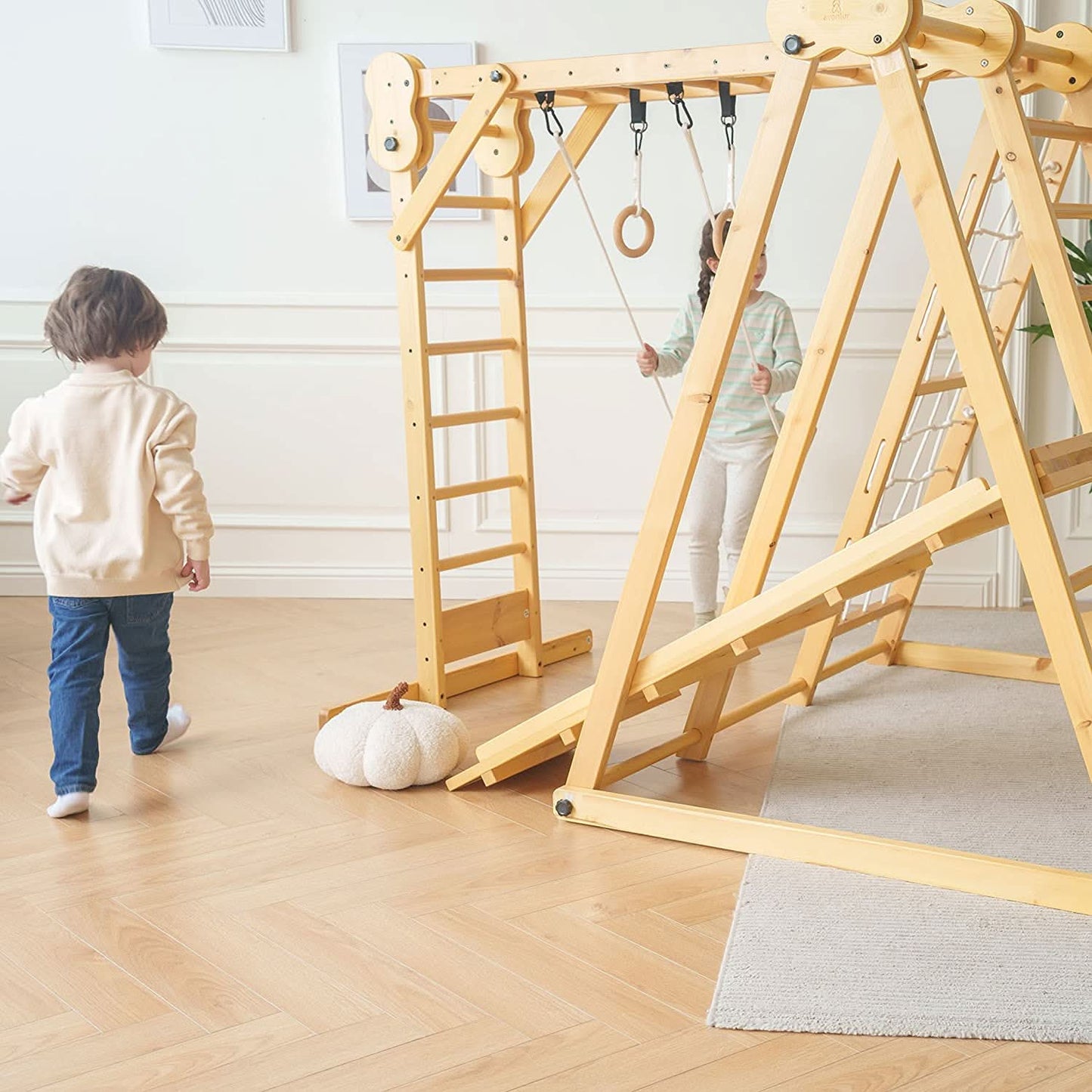 Chestnut 8-in-1 Jungle Gym for Toddlers | Indoor & Outdoor Wooden Playset
