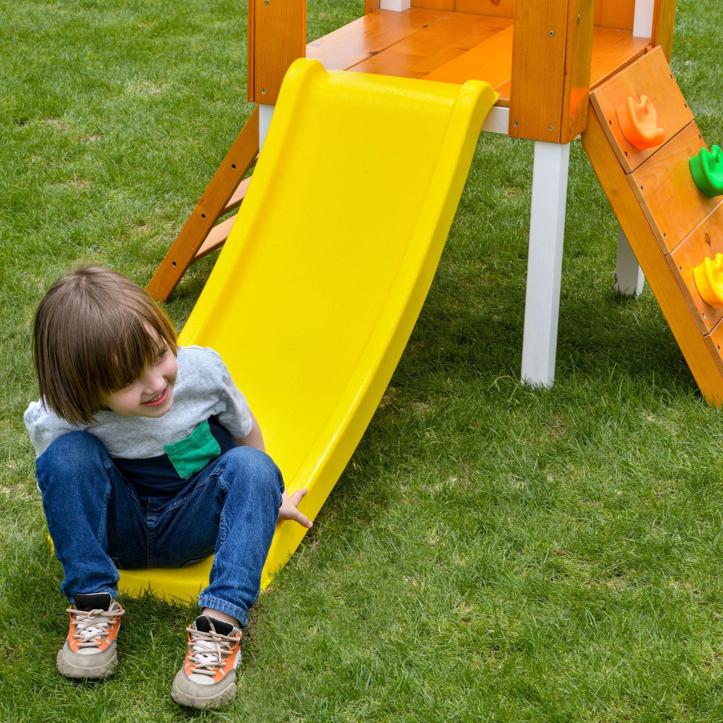 Forest Small Outdoor Toddler Swing Set | Compact Wooden Swing Frame for Babies & Kids