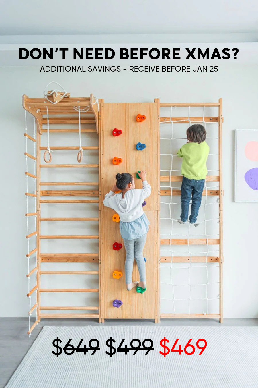 Walnut 9-in-1 Swedish Ladder Wall Gym | Indoor Wooden Climber & Activity Set for Kids