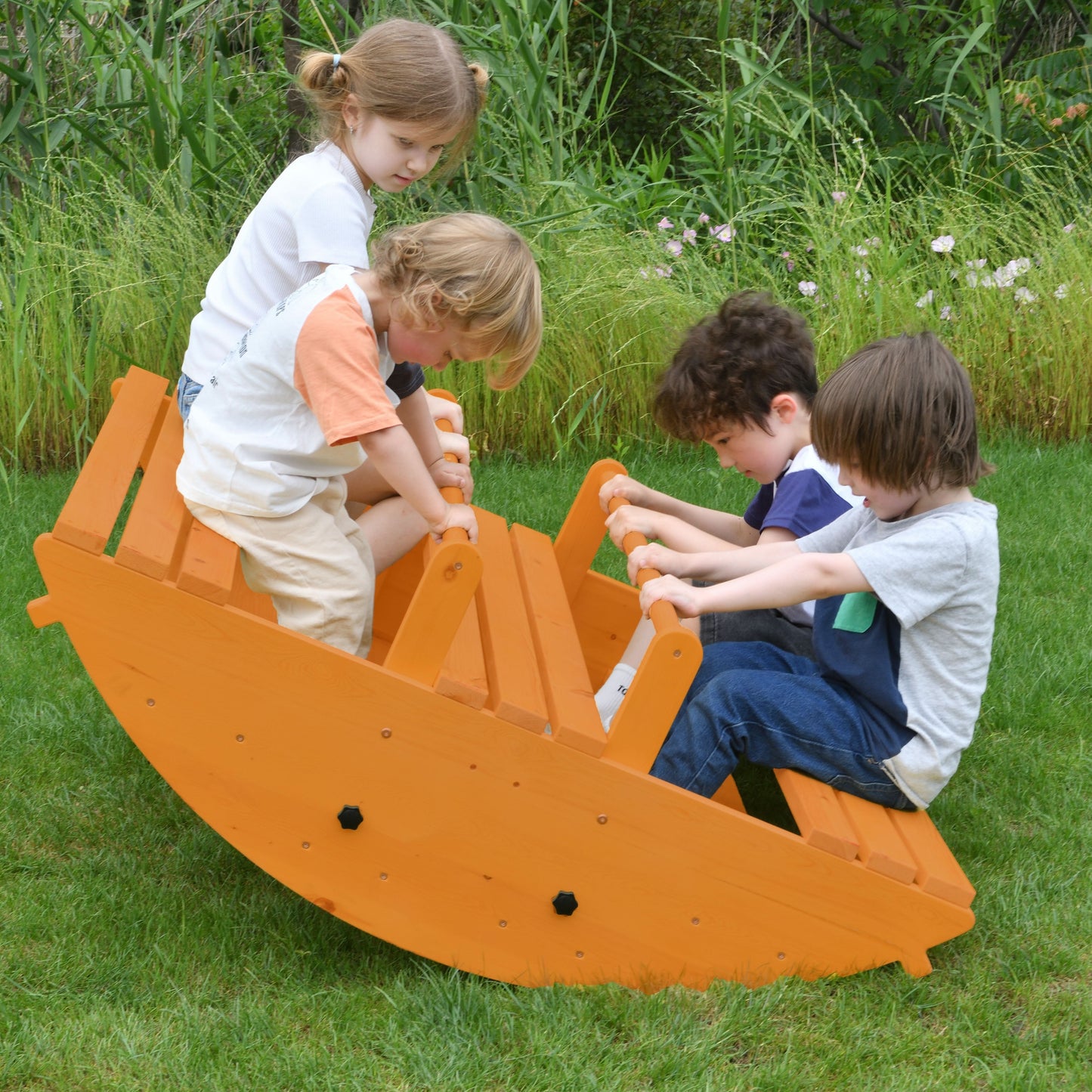 Banyan Jumbo Wooden Rocker & Climber Playset | Outdoor Gross Motor Toy for Toddlers