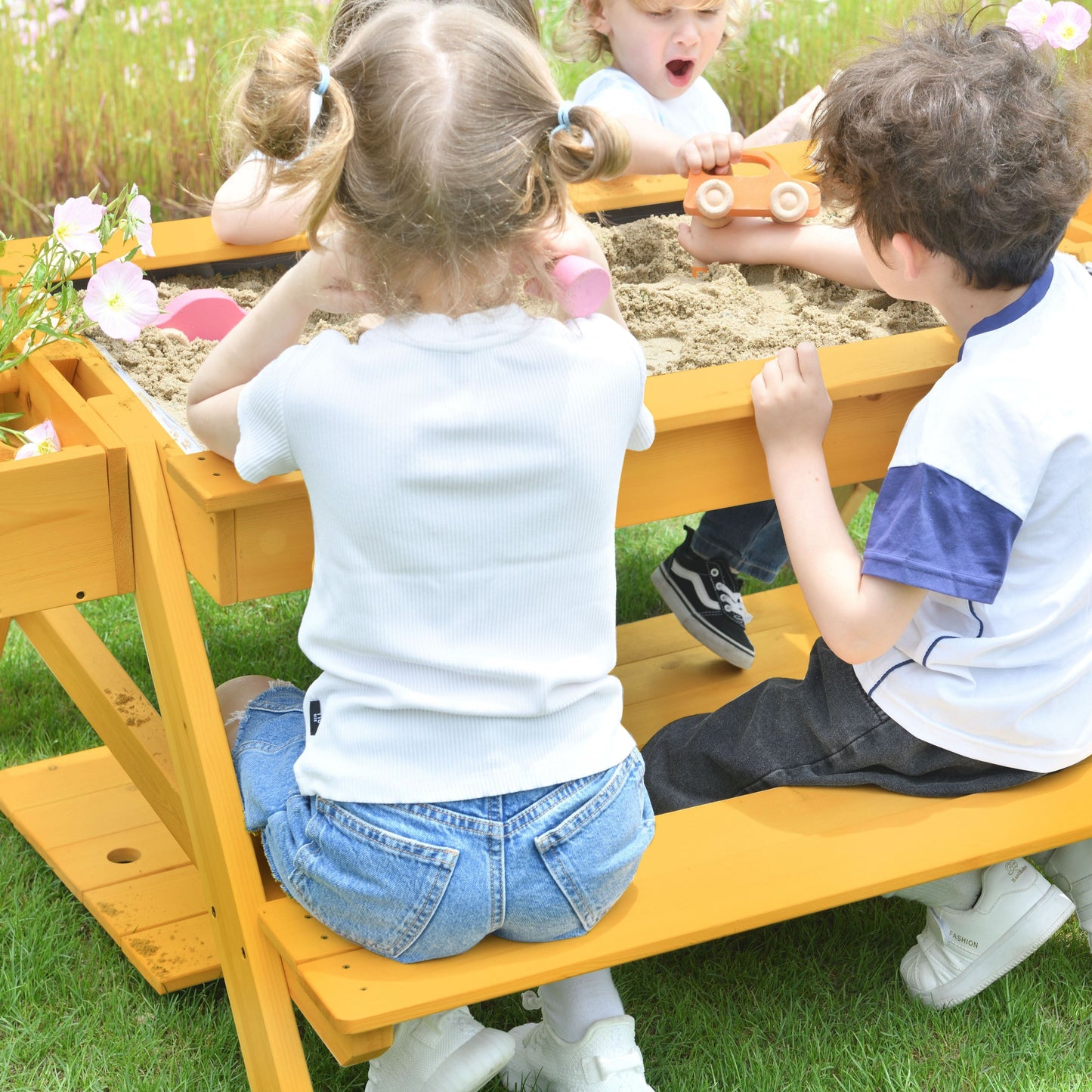 Mojave Outdoor Picnic & Sand Table Playset | 2-in-1 Wooden Activity Table for Kids