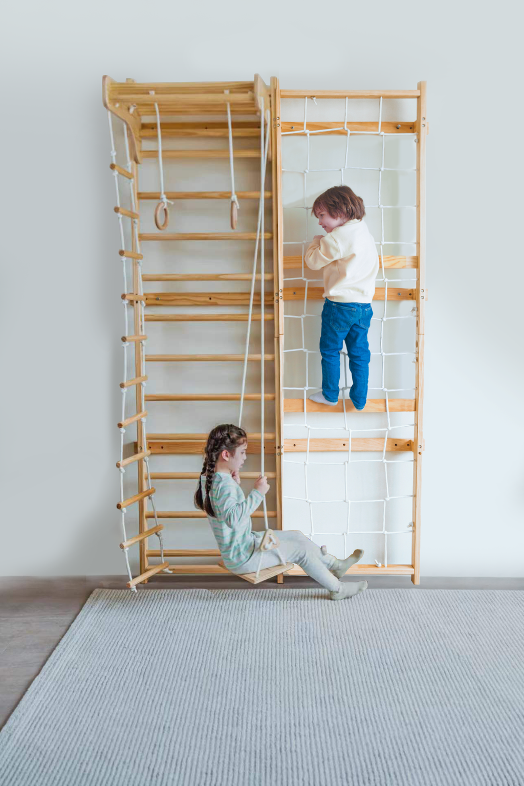 Neem Swedish Wall Ladder & Indoor Wooden Climber for Kids – Home Gym Playset