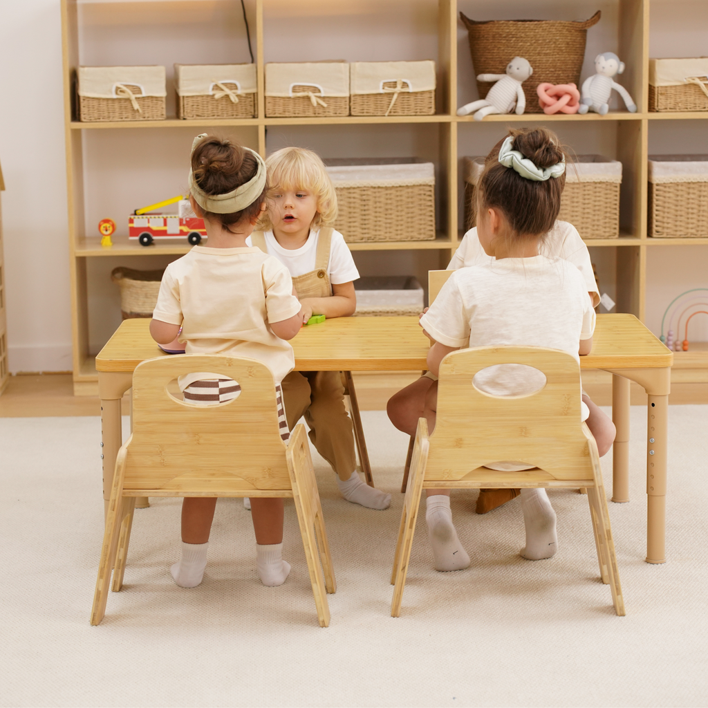 Avenlur Adrian Multi-Height Adjustable Wooden Table and Chairs Set - Montessori Inspired for Toddlers & Kids