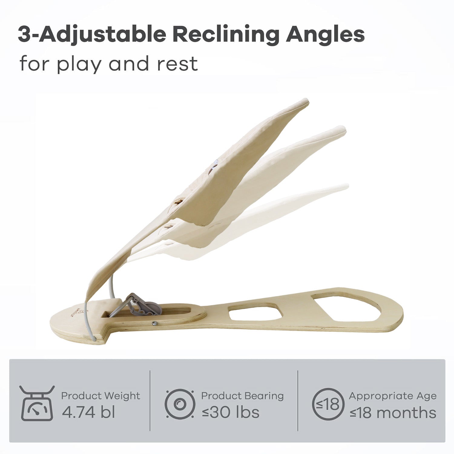 Avenlur Fir Wooden Baby Bouncer – Foldable Infant Rocker with Play Arch