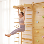 Walnut Modular 9-in-1 Swedish Ladder Wall Gym – Indoor Climber for Kids & Toddlers