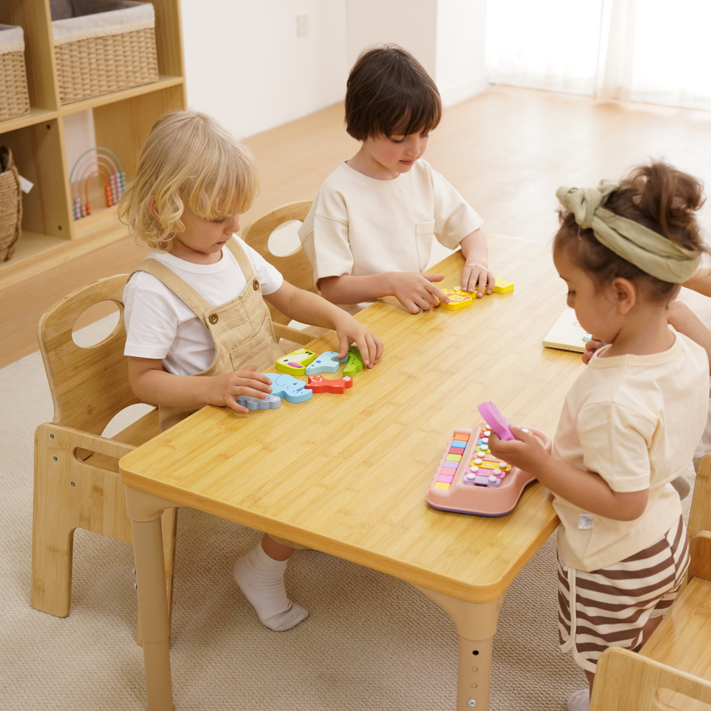 Avenlur Adrian Multi-Height Adjustable Wooden Table and Chairs Set - Montessori Inspired for Toddlers & Kids