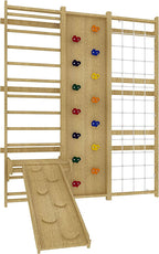 Walnut 9-in-1 Swedish Ladder Wall Gym | Indoor Wooden Climber & Activity Set for Kids