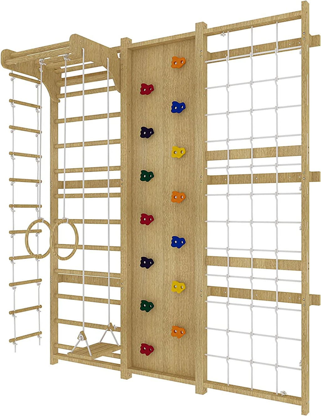 Walnut 9-in-1 Swedish Ladder Wall Gym | Indoor Wooden Climber & Activity Set for Kids