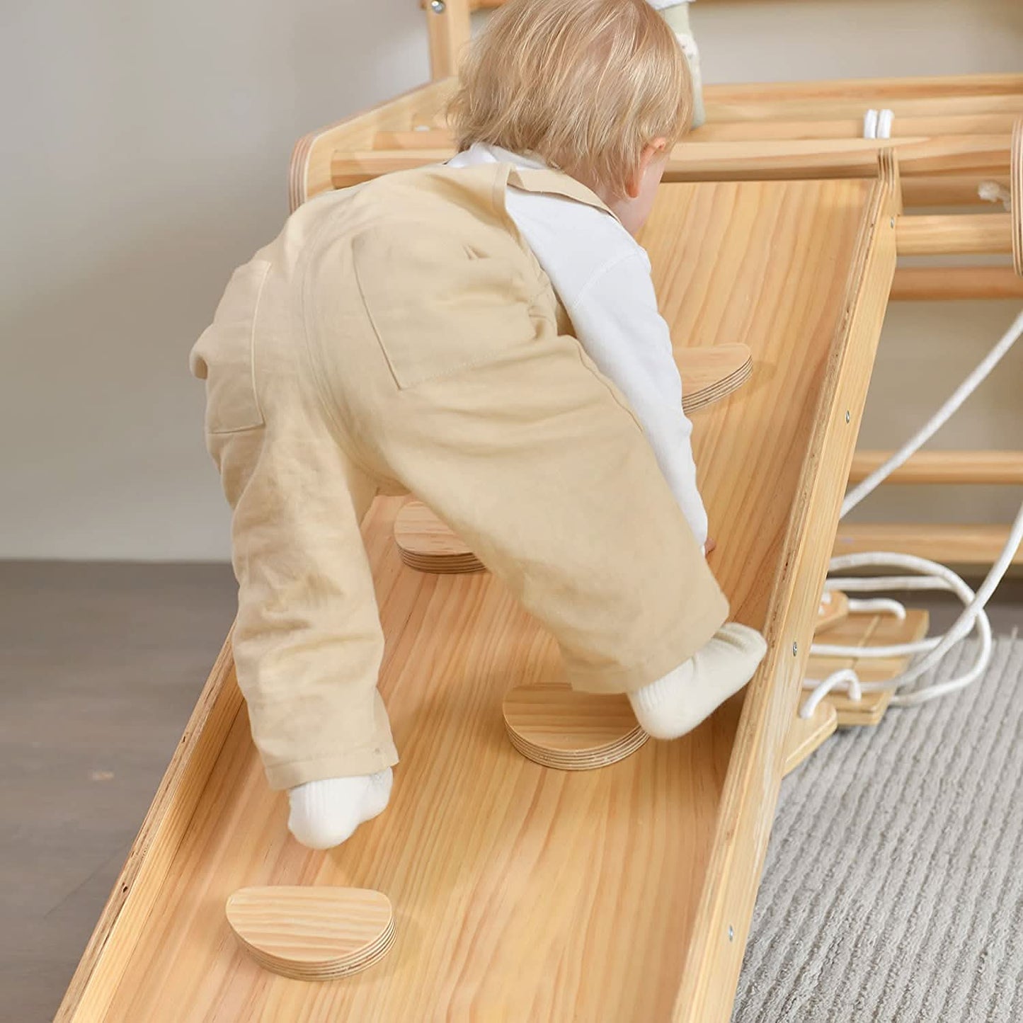 Walnut 9-in-1 Swedish Ladder Wall Gym | Indoor Wooden Climber & Activity Set for Kids