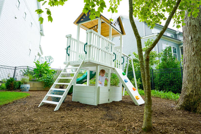 Craftsman Modern Outdoor Swing Set | Wooden Backyard Swing Frame for Kids