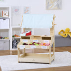 Cypress Wooden Market Stand – Pretend Play Shop for Kids with Storage