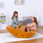 Banyan Jumbo Wooden Rocker & Climber Playset | Outdoor Gross Motor Toy for Toddlers