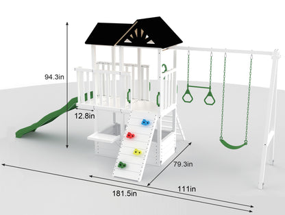 Craftsman Modern Outdoor Swing Set | Wooden Backyard Swing Frame for Kids