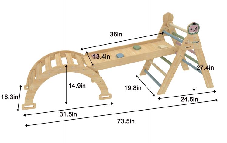 Hazel CocoMelon Pikler Triangle & Rocker Set – Montessori Climbing Ladder for Toddlers