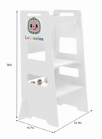Date CocoMelon 3-in-1 Kitchen Tower for Kids – Step Stool & Chalkboard Learning Helper