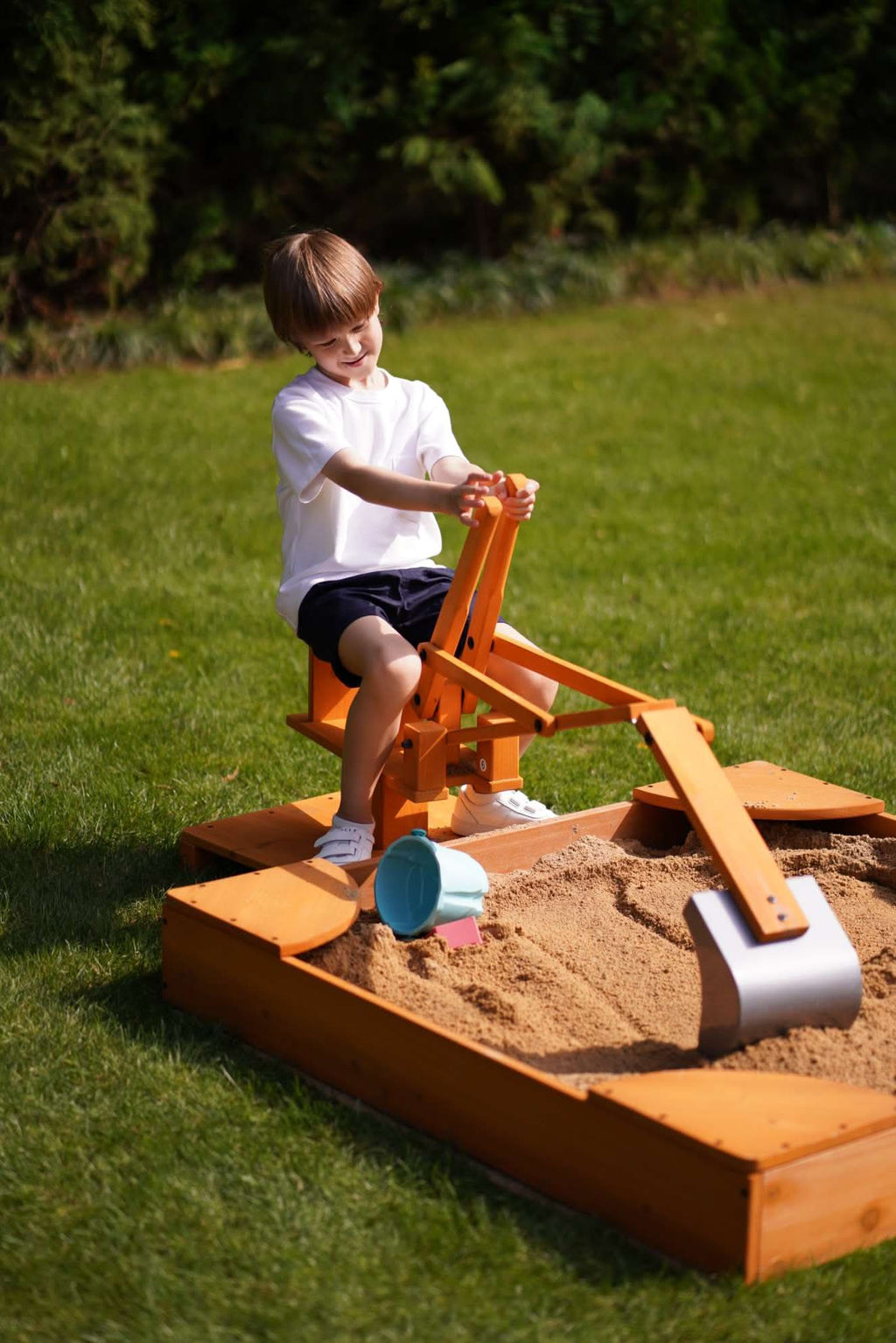 Outdoor Excavator Digger Toy for Kids | Backyard Construction Ride-On (Sandbox Not Included)