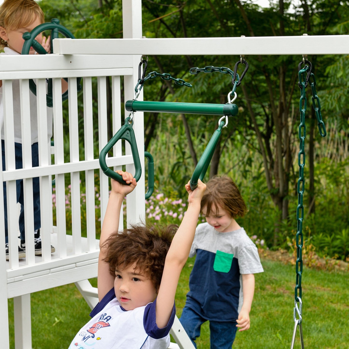 Craftsman Modern Outdoor Swing Set | Wooden Backyard Swing Frame for Kids