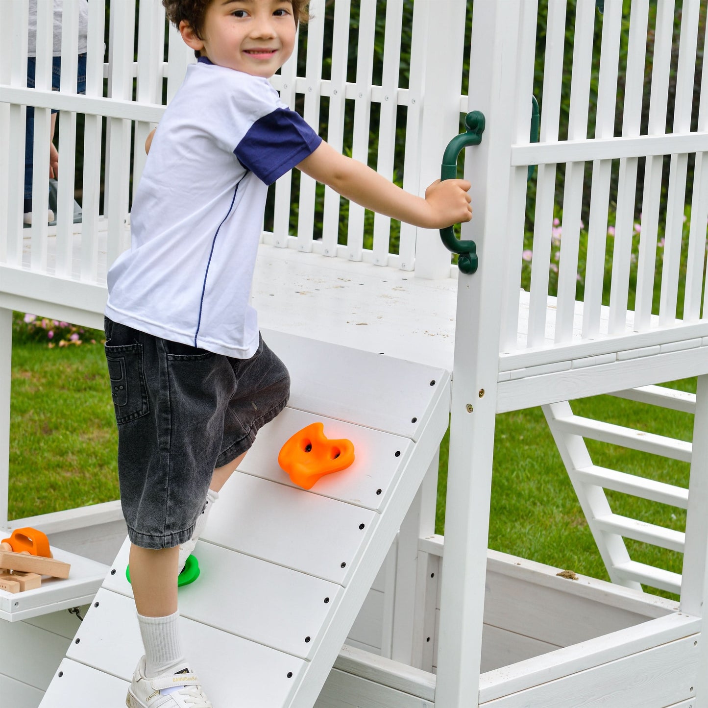 Craftsman Modern Outdoor Swing Set | Wooden Backyard Swing Frame for Kids