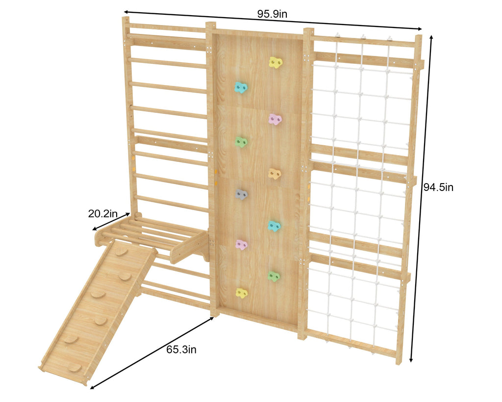 Walnut Modular 9-in-1 Swedish Ladder Wall Gym – Indoor Climber for Kids & Toddlers