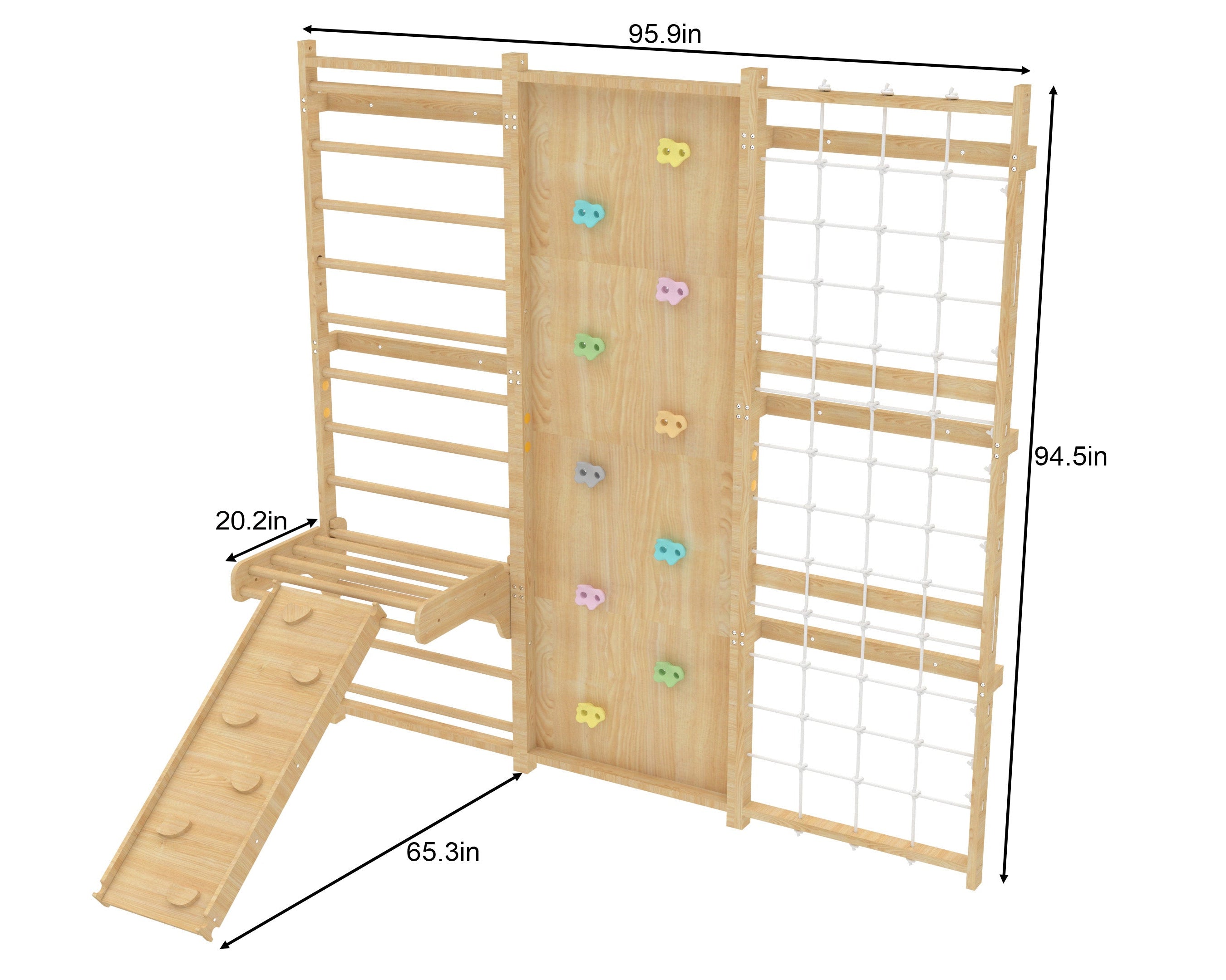 Walnut Modular 9-in-1 Swedish Ladder Wall Gym – Indoor Climber for Kids & Toddlers