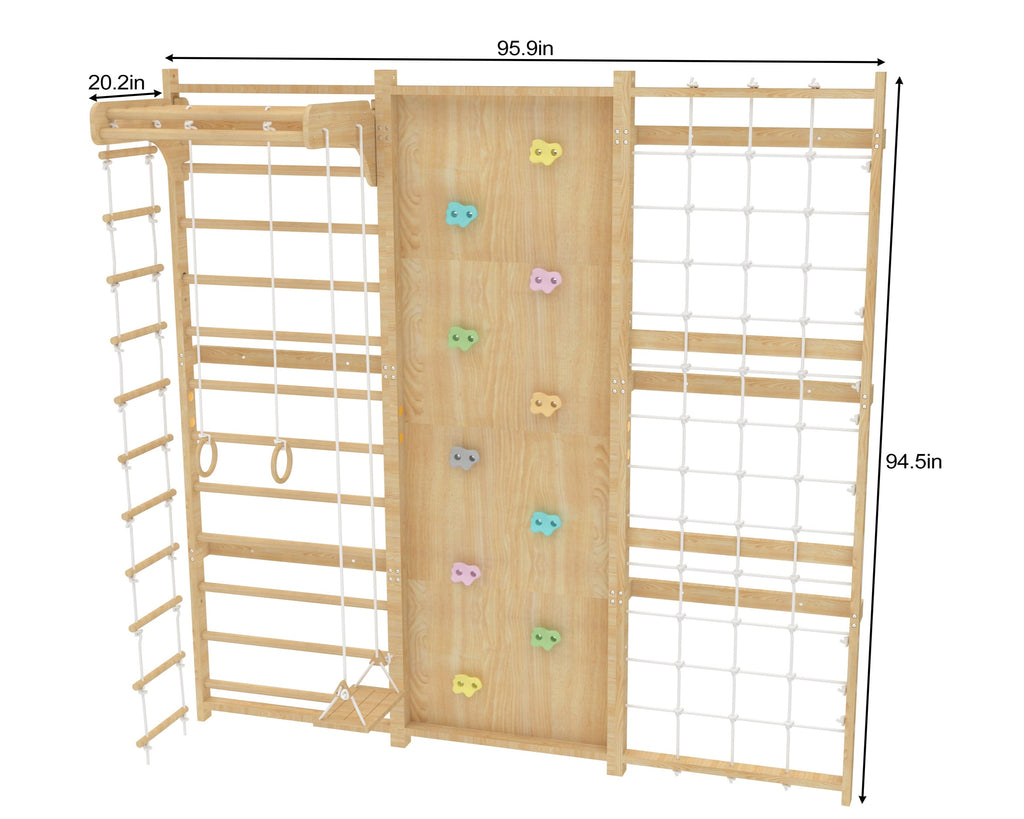 Walnut Modular 9-in-1 Swedish Ladder Wall Gym – Indoor Climber for Kids & Toddlers