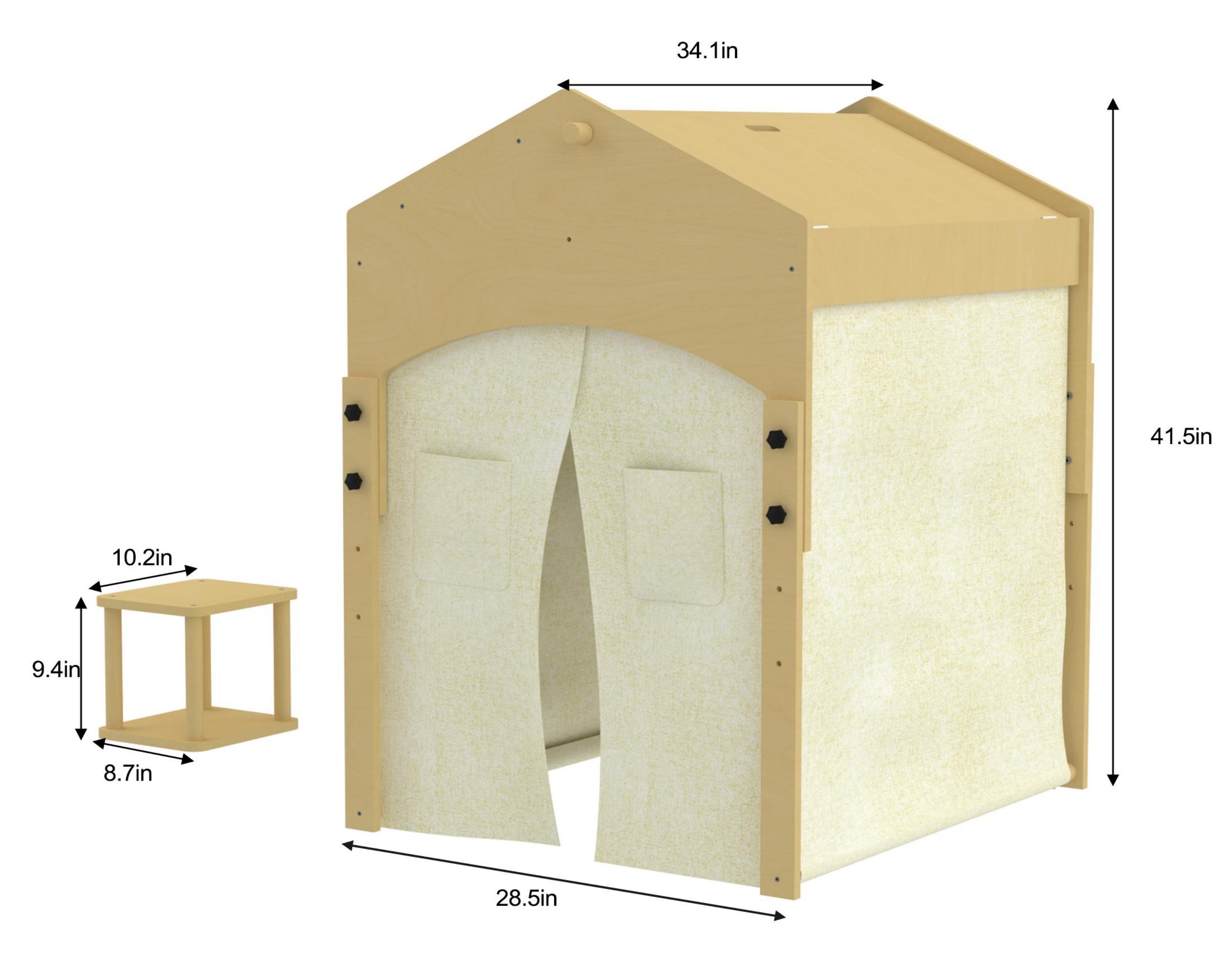 Ash Adjustable Wooden Learning Tent with Kids Desk & Chair – 2-in-1 Play & Study Station