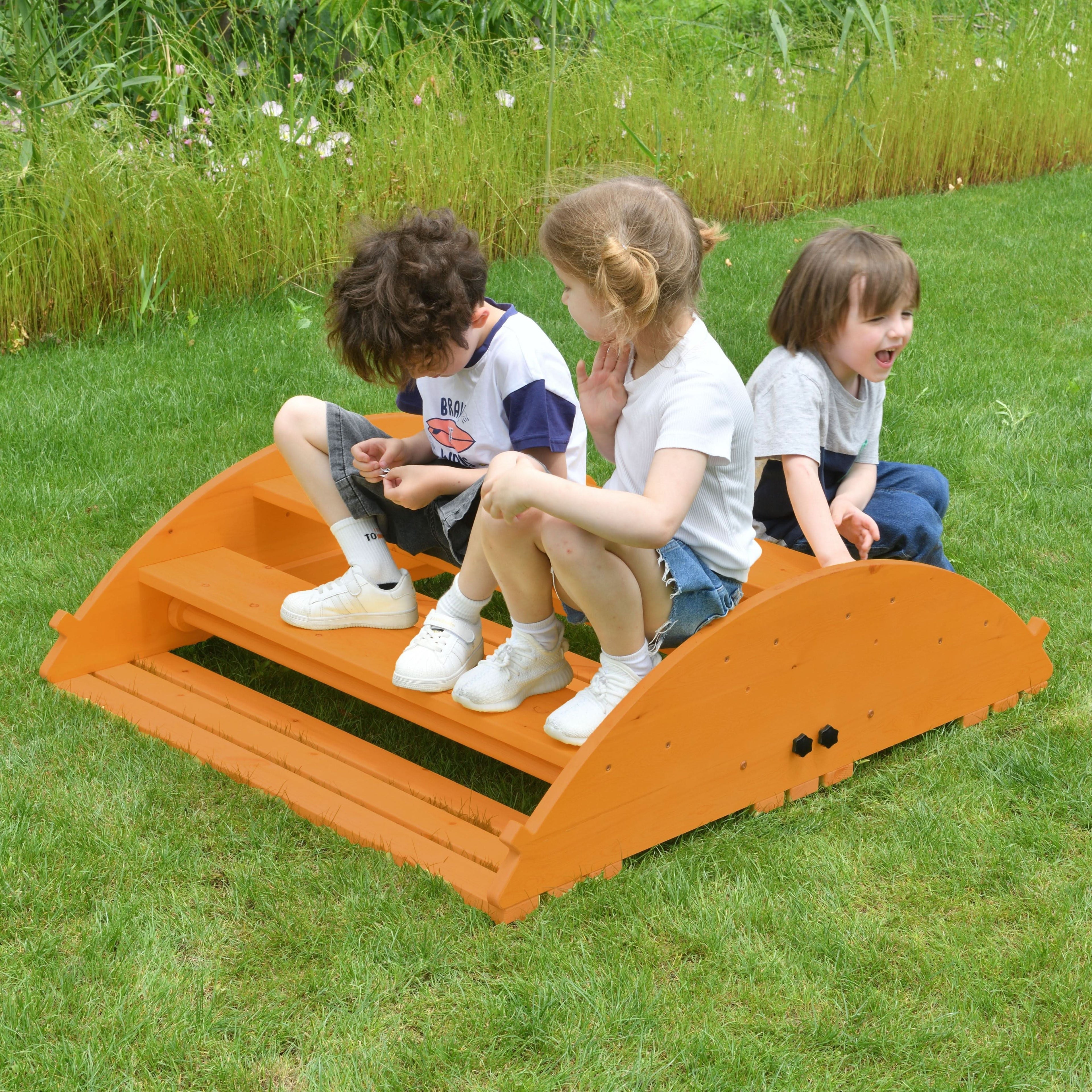 Banyan Jumbo Wooden Rocker & Climber Playset | Outdoor Gross Motor Toy for Toddlers