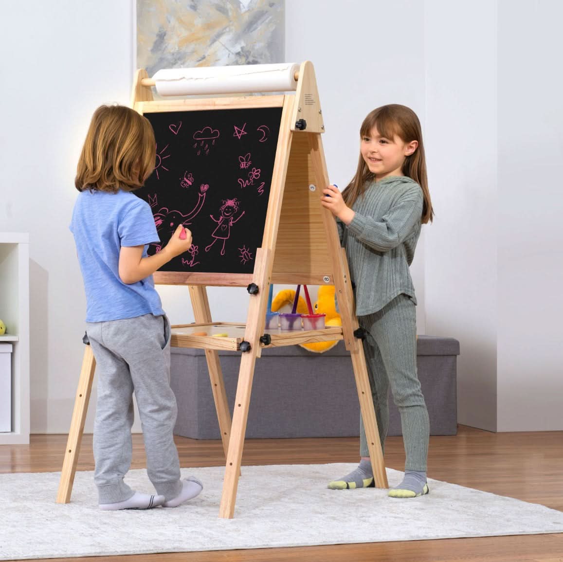 Foldable Kids Easel – 3 Adjustable Heights, Art Station for Drawing & Painting