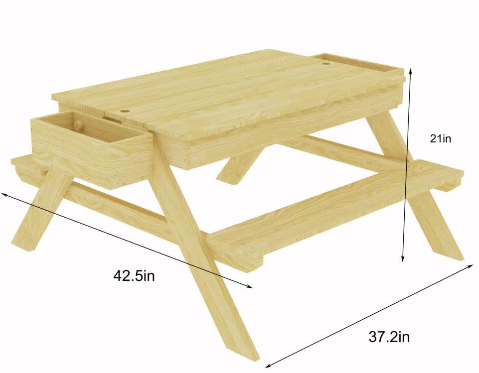 Mojave Outdoor Picnic & Sand Table Playset | 2-in-1 Wooden Activity Table for Kids