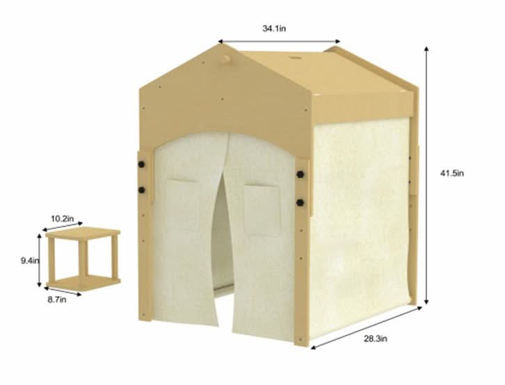 Ash Adjustable Wooden Learning Tent with Kids Desk & Chair – 2-in-1 Play & Study Station