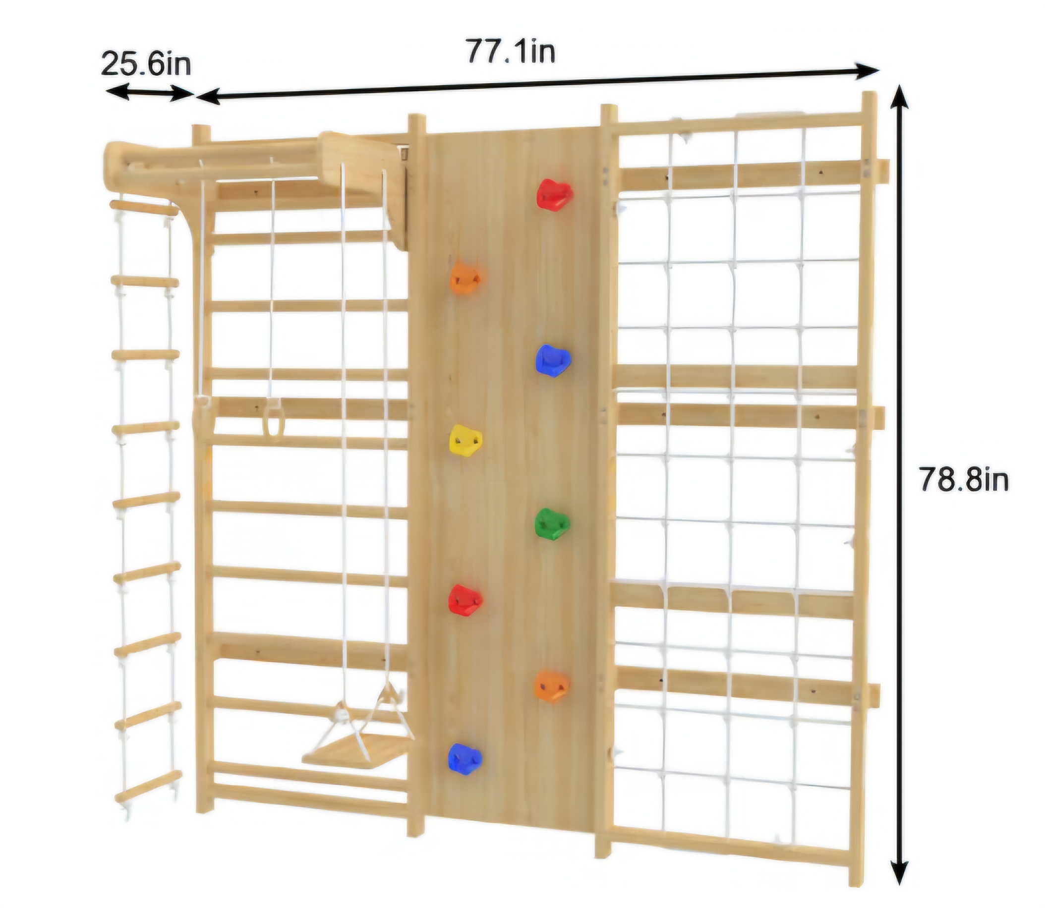 Walnut 9-in-1 Swedish Ladder Wall Gym | Indoor Wooden Climber & Activity Set for Kids